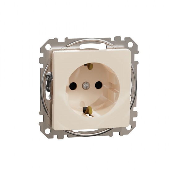 1-fach Schutzkontakt-Steckdose, Unterputz, mit schraublose Klemmen und Kinderschutz, Beige SEDNA Design