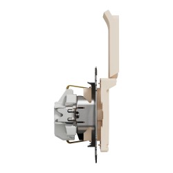 1-fach Schutzkontakt-Steckdose, Unterputz, mit Schraubklemmen und Kinderschutz, mit Klappdeckel Beige SEDNA Design