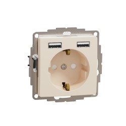 1-fach Schutzkontakt-Steckdose, Unterputz, mit schraublose Klemmen 2xUSB max 2.4A, Beige SEDNA Design