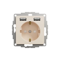 1-fach Schutzkontakt-Steckdose, Unterputz, mit schraublose Klemmen 2xUSB max 2.4A, Beige SEDNA Design