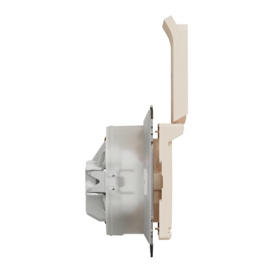 1-fach Schutzkontakt-Steckdose, Unterputz, mit Schraubklemmen und Kinderschutz, mit Klappdeckel IP44 Beige SEDNA Design
