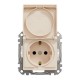 1-fach Schutzkontakt-Steckdose, Unterputz, mit schraublose Klemmen und Kinderschutz, mit Klappdeckel IP44 Beige SEDNA Design