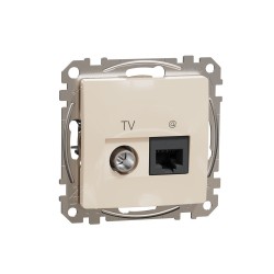 Data + TV sockets 1xRJ45 CAT6 UTP (mech.), beige Sedna Design