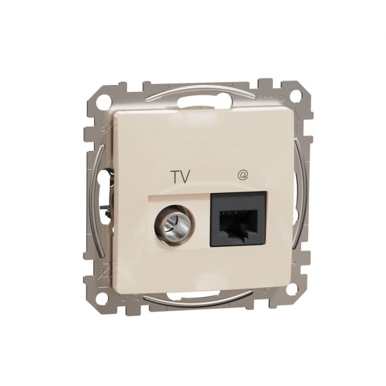 Data + TV sockets 1xRJ45 CAT6 UTP (mech.), beige Sedna Design