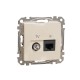 Data + TV sockets 1xRJ45 CAT6 UTP (mech.), beige Sedna Design
