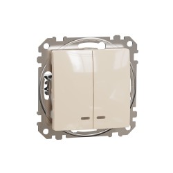 2-fach Schalter mit blauer Beleuchtung unterputz (Einsatz), Beige, Sedna Design