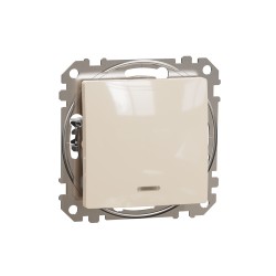 2-way switch with red lamp flush-mounted (mech.) beige Sedna Design 
