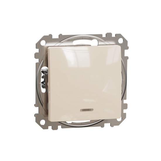 2-way switch with red lamp flush-mounted (mech.) beige Sedna Design