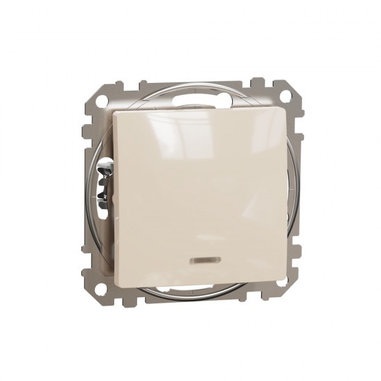Intermediate switch with blue lamp flush-mounted (mech.) beige Sedna Design