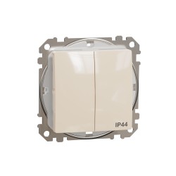 2-gang switch (1+1) flush-mounted (mech.) IP44 beige Sedna Design 