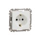 Socket 1-gang flush-mounted with side earth, screw terminals and shutters, white SEDNA Design