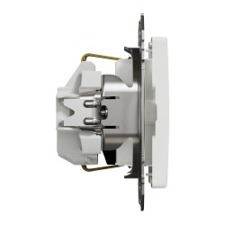 Socket 1-gang flush-mounted with side earth, screw terminals and shutters, white SEDNA Design