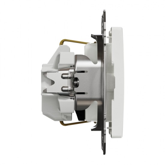 Socket 1-gang flush-mounted with side earth, screw terminals and shutters, white SEDNA Design