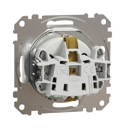 Socket 1-gang flush-mounted with side earth, screw terminals and shutters, white SEDNA Design