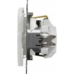 Socket 1-gang flush-mounted with side earth, screwless and shutters, white SEDNA Design