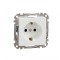Socket 1-gang flush-mounted with side earth, screwless and shutters, white SEDNA Design
