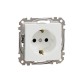 Socket 1-gang flush-mounted with side earth, screwless and shutters, white SEDNA Design