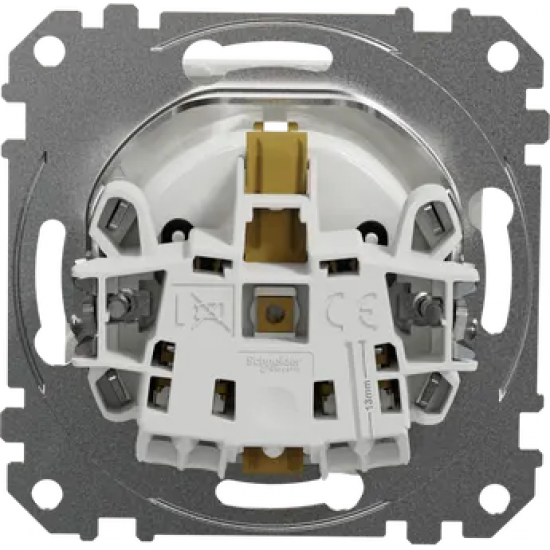 Socket 1-gang flush-mounted with side earth, screwless and shutters, white SEDNA Design