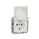 Socket 1-gang flush-mounted with side earth, screw terminals and shutters, with lid white SEDNA Design