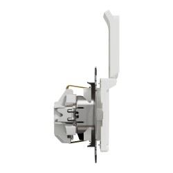 Socket 1-gang flush-mounted with side earth, screwless and shutters, with lid white SEDNA Design