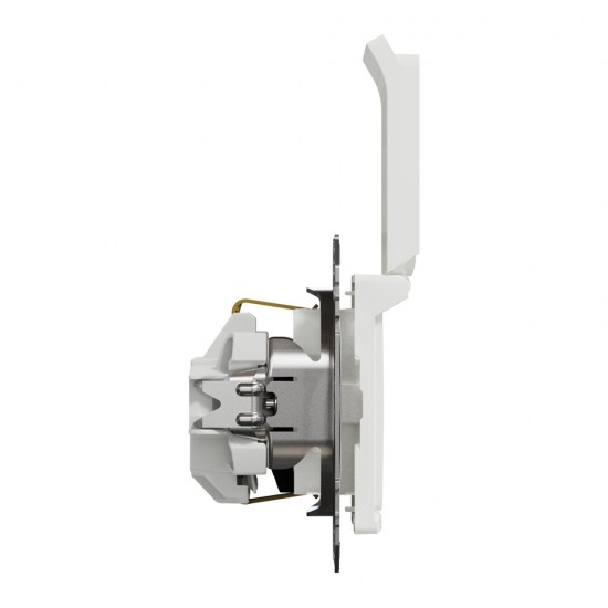 Socket 1-gang flush-mounted with side earth, screwless and shutters, with lid white SEDNA Design