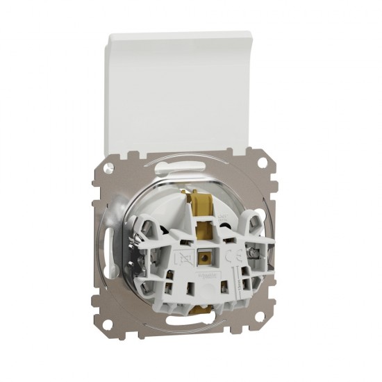 Socket 1-gang flush-mounted with side earth, screwless and shutters, with lid white SEDNA Design