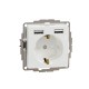 Socket 1-gang flush-mounted with side earth, screwless 2xUSB max 2.4A, white SEDNA Design