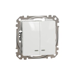 2-gang switch (1+1) with blue lamp flush-mounted (mech.) white Sedna Design 