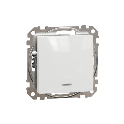 2-pole switch with red lamp flush-mounted (mech.) white Sedna Design 