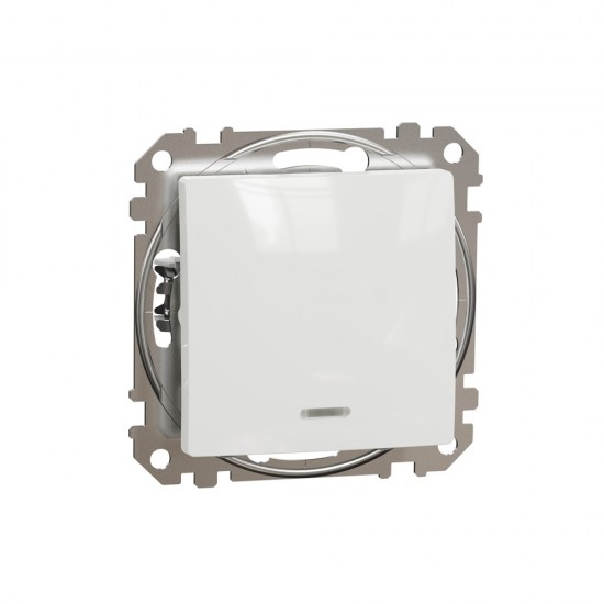 2-pole switch with red lamp flush-mounted (mech.) white Sedna Design