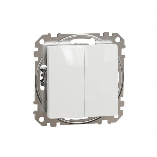 Double 2-way switch flush-mounted (mech.) white Sedna Design
