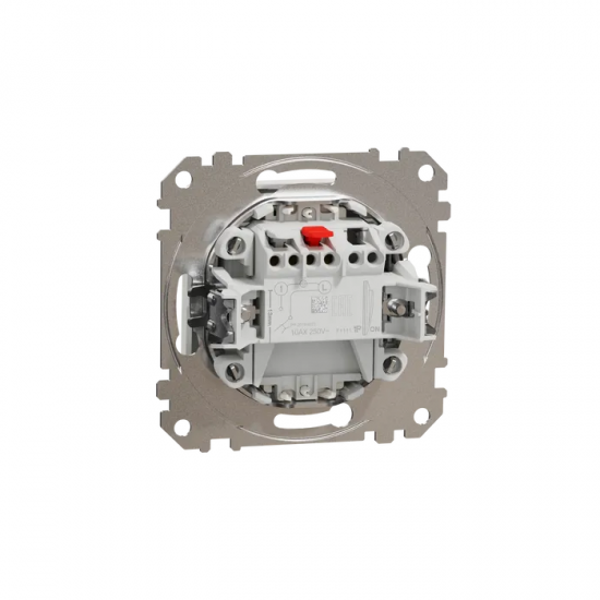 1-way Push-Button with blue lamp flush-mounted (mech.) white Sedna Design