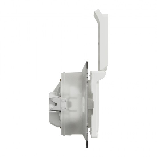 Socket 1-gang flush-mounted with side earth, screw terminals and shutters, with lid IP44 white SEDNA Design