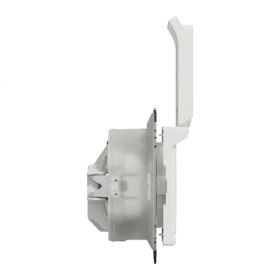 Socket 1-gang flush-mounted with side earth, screwless and shutters, with lid IP44 white SEDNA Design