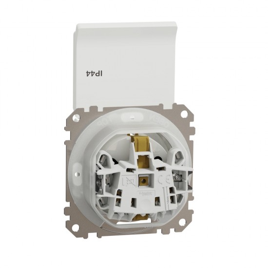Socket 1-gang flush-mounted with side earth, screwless and shutters, with lid IP44 white SEDNA Design