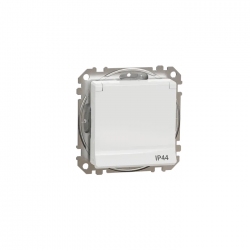Socket 1-gang flush-mounted with side earth, screwless and shutters, with lid IP44 white SEDNA Design