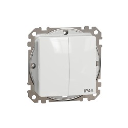 2-gang switch (1+1) flush-mounted (mech.) IP44 white Sedna Design 