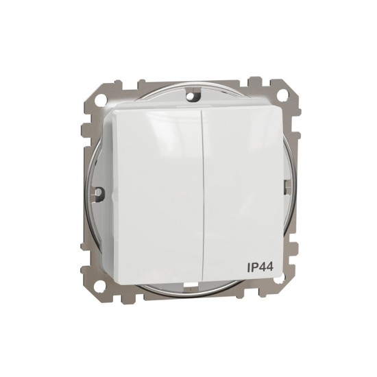 2-gang switch (1+1) flush-mounted (mech.) IP44 white Sedna Design