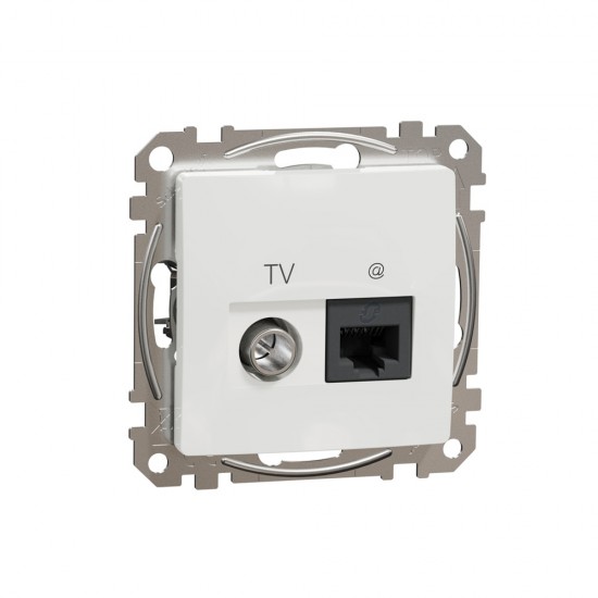 Data + TV sockets 1xRJ45 CAT6 UTP (mech.), white, Sedna Design