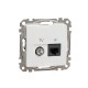 Data + TV sockets 1xRJ45 CAT6 UTP (mech.), white, Sedna Design