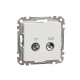 End-of-line TV/SAT socket 4 dB (mech.), white, Sedna Design