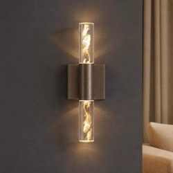 Searchlight LED Bathroom Wall Light, Satin Bronze with Crystal 20372BZ