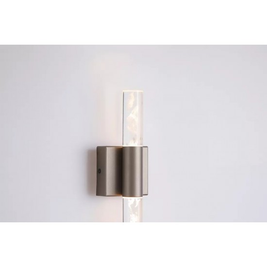 Searchlight LED Bathroom Wall Light, Satin Bronze with Crystal 20372BZ