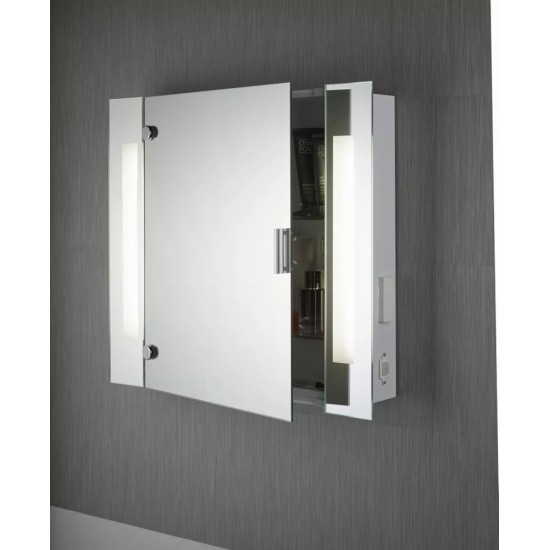 Searchlight Illuminated Bathroom Mirror Cabinet with Shaver Socket, IP44 6560