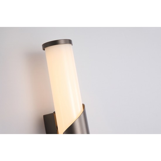 Searchlight LED Bathroom Wall Light, Bronze & Opal Glass IP44 Wrap 77610-37BZ