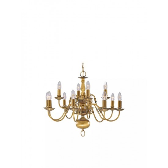 Searchlight chandelier Fishnet brass, 12x60WxE14, 1019-12AB