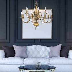 Searchlight chandelier Fishnet brass, 12x60WxE14, 1019-12AB