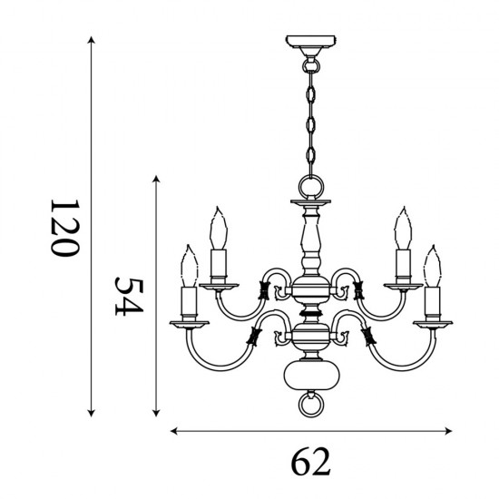 Searchlight chandelier Fishnet brass, 12x60WxE14, 1019-12AB