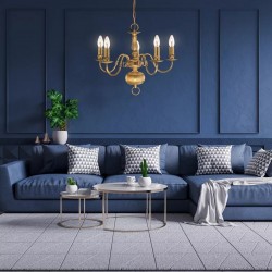 Searchlight chandelier Fishnet brass, 5x60WxE14, 1019-5AB