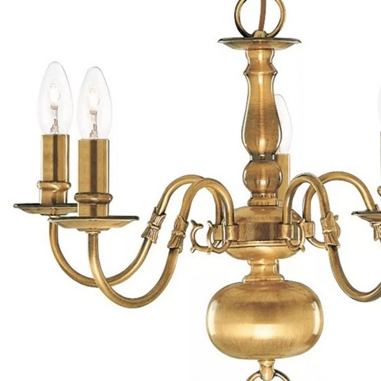 Searchlight chandelier Fishnet brass, 5x60WxE14, 1019-5AB